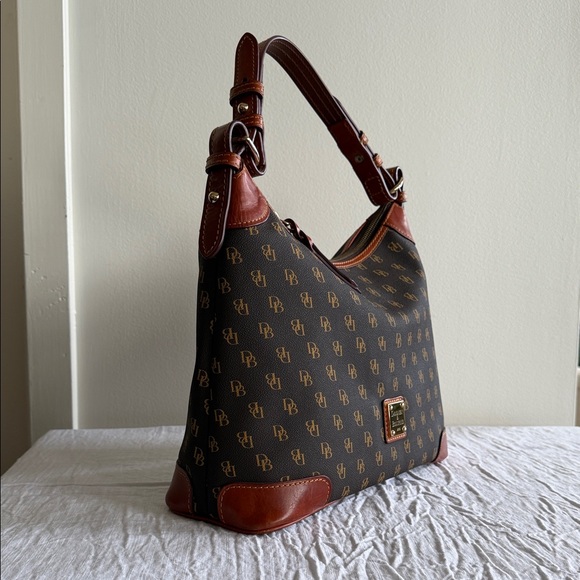 Dooney & Bourke Black and Brown Monogram Shoulder Bag - Picture 2 of 9